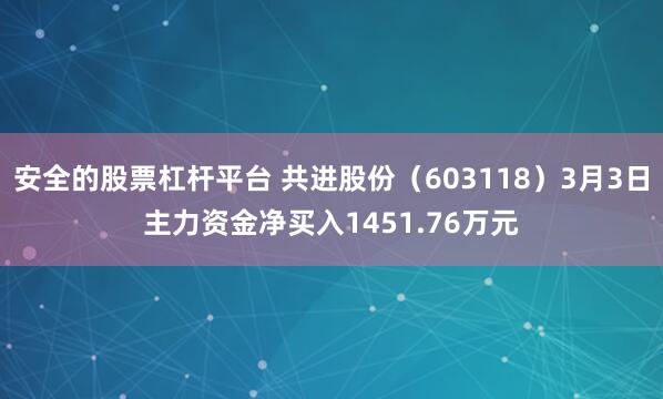 安全的股票杠杆平台 共进股份（603118）3月3日主力资金净买入1451.76万元