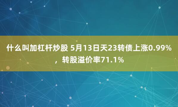 什么叫加杠杆炒股 5月13日天23转债上涨0.99%，转股溢价率71.1%