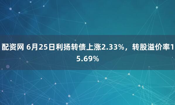 配资网 6月25日利扬转债上涨2.33%，转股溢价率15.69%